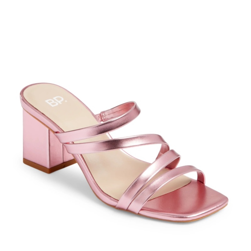 BP. Bertie Metallic Strappy Sandal in Pink Punch Size 11 Runs Small